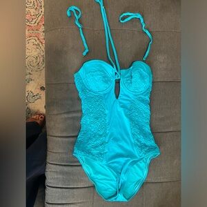Women’s Nanette Lepore One Piece Bathing suit Turquoise 34B 34C